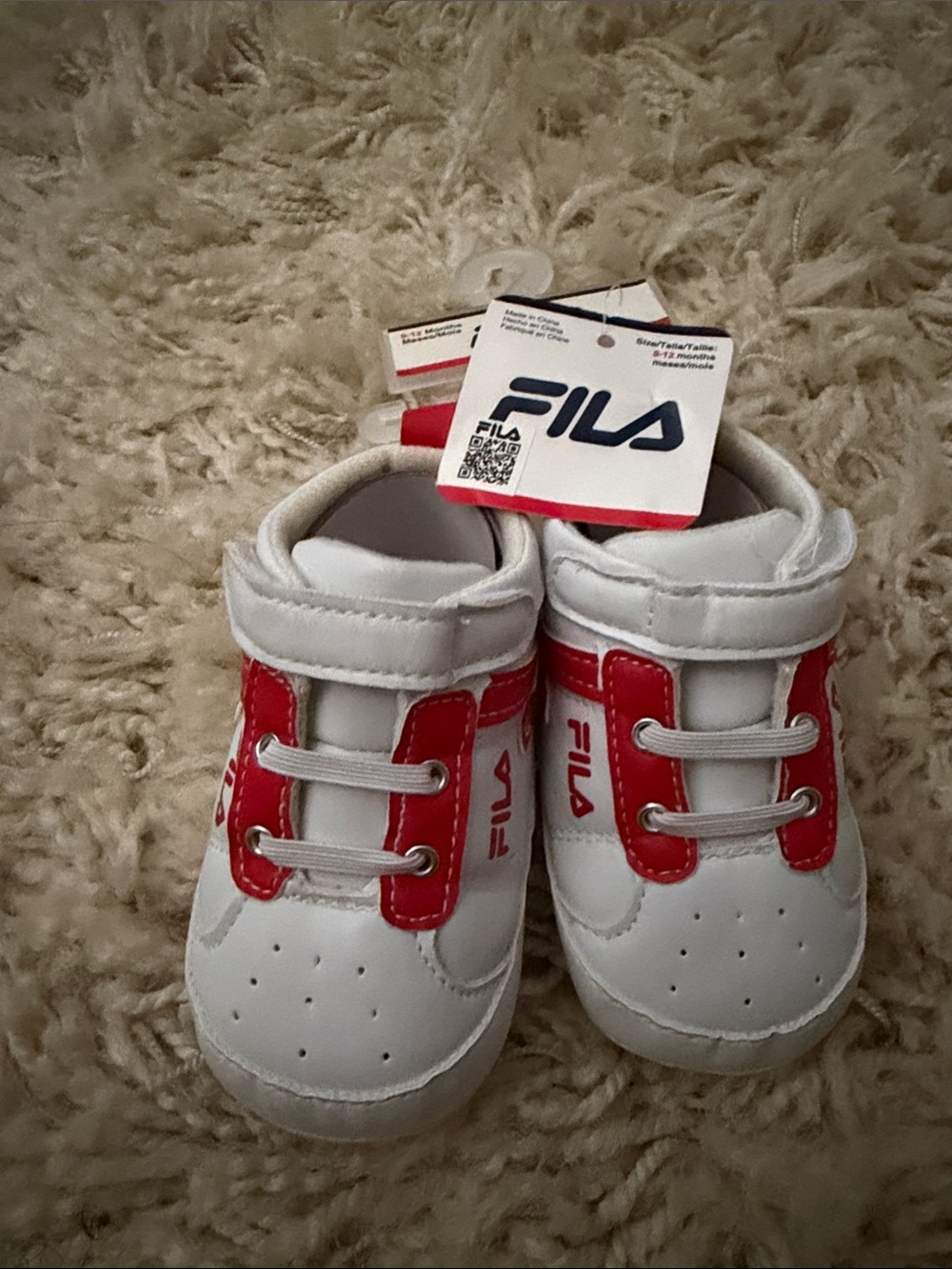 FILA White and Red Baby Walker Sneakers